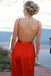 Simple Red Prom Dresses A-Line Spaghetti Straps Backless Evening Gown