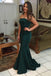 dark green elastic satin mermaid strapless prom evening dress dtp718