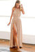 Backless Chiffon Long Prom Dress, A-Line Halter Blush Evening Dress