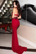 High Neck Mermaid Prom Dress, Open Back Dark Red Lace Evening Dress