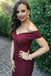 Burgundy Prom Dresses Mermaid Off-the-Shoulder with Split