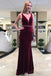 v-neck burgundy beading formal evening dress sheath backless prom dresses dtp729