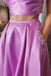 Two Piece Prom Dress Spaghetti Straps with Beading Pockets