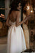 Simple Wedding Dresses with Pockets, Ivory Backless Spaghetti Straps Prom Dress