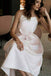 Simple Wedding Dresses with Pockets, Ivory Backless Spaghetti Straps Prom Dress