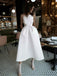 Simple Wedding Dresses with Pockets, Ivory Backless Spaghetti Straps Prom Dress