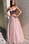 Sexy Spaghetti Straps Two Piece Prom Dresses With Beading