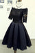 half sleeves short prom party dress black short homecoming dress dth353