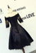 Black Short Homecoming Dress, Half Sleeves Short Prom Party Dress