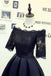 Black Short Homecoming Dress, Half Sleeves Short Prom Party Dress