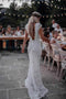 Boho Lace Wedding Dresses Mermaid Backless Bridal Gown With Sleeve