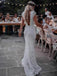 Boho Lace Wedding Dresses Mermaid Backless Bridal Gown With Sleeve