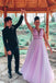 sexy tulle long formal dress v-neck a-line tulle long prom dresses dtp810