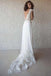A-line V-neck Cap Sleeves Chiffon Beach Wedding Dresses With Appliques