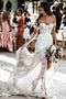 Ivory Sheath Lace Wedding Dresses Sweetheart Split Beach Bridal Dress