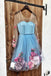 sheer long sleeves homecoming dress with 3d appliques sky blue short prom dresses dth357