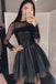 black short homecoming dresses long sleeve little black dress dth352