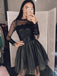 Black Short Homecoming Dresses Long Sleeve Little Black Dress