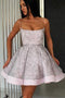 Spaghetti Straps Short Prom Dress Strapless Sparkly Cocktail Dresses