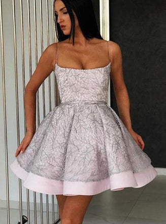 Spaghetti Straps Short Prom Dress Strapless Sparkly Cocktail Dresses