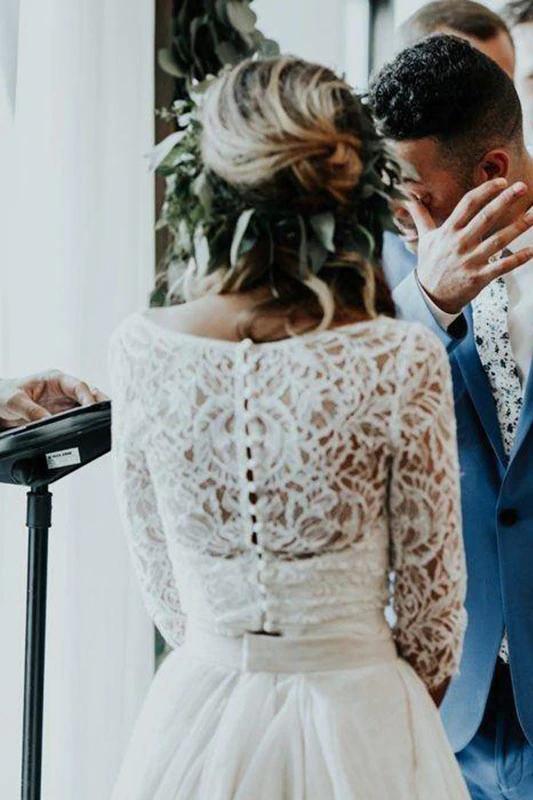 3 4 Sleeve Lace Wedding Dresses | Long Sleeve Bridal Gowns - UCenter Dress