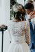 3/4 Sleeves Lace Chiffon Wedding Dress, Two Piece Beach Bridal Dress