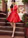 Simple Red Short Homecoming Dresses A Line Satin Party Dress