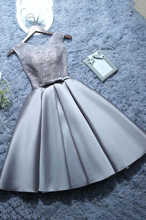 Burgundy Short Evening Dress Satin Lace A-line Short Homecoming Dress