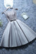 Burgundy Short Evening Dress Satin Lace A-line Short Homecoming Dress