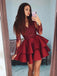 Burgundy Short Homecoming Dresses Short Prom Dress With Sleeves