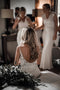 Spaghetti Straps Sheath Lace Wedding Dress, Boho Lace Bridal Gown