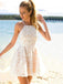 Lace Boho Homecoming Dresses Halter Neck Lace Cocktail Party Dress