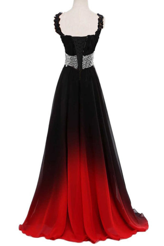 Gradient Chiffon Evening Dresses Ombre Long Prom Dress With Beaded