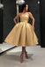 Gold Short Prom Homecoming Dresses Simple Strapless 8th Graduation Dresses