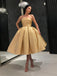Gold Short Prom Homecoming Dresses Simple Strapless 8th Graduation Dresses