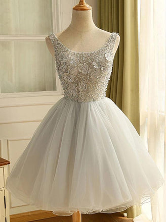 Princess Tulle Graduation Dresses Short Homecoming Dress With Beading