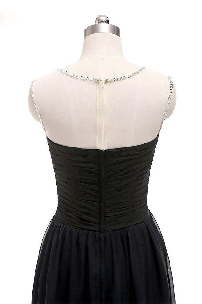 Ombre Short Prom Dresses Scoop Chiffon Beading High Low Party Dress
