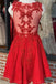 A-line V-Neck Lace Red Homecoming Dress, Short Lace Party Dress