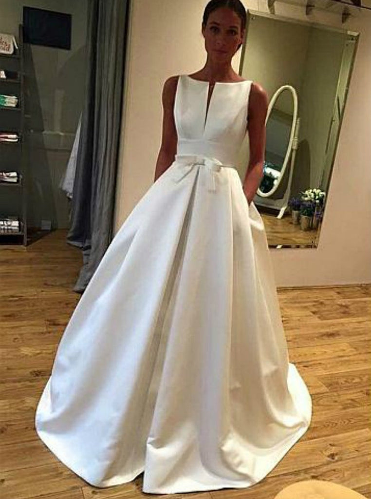 Clothing : Bridal : 'Elise' White Satin Bridal Gown