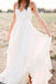 simple spaghetti strap chiffon beach wedding dresses with split dtw258