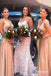 simple long bridesmaid dresses a-line wedding guest dress with split dtb128