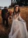 Lace Long Sleeve Polka Dot Bridal Gown Rustic Wedding Dress