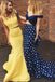 mermaid evening gowns yellow two piece long prom dresses dtp194