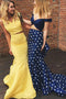 Yellow Two Piece Long Prom Dresses, Mermaid Evening Gowns