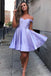 Simple Satin Short Homecoming Dress, A-Line Off-Shoulder Short Prom Dress