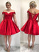 Simple Satin Short Homecoming Dress, A-Line Off-Shoulder Short Prom Dress