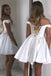 Simple Satin Short Homecoming Dress, A-Line Off-Shoulder Short Prom Dress