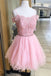 appliques short sweet 16 dress off shoulder pink homecoming dress with beading dth281