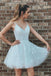 Elegant A-line Tulle White Short Homecoming Dress with Lace