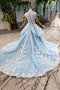 Sky Blue Quinceanera Dresses Ball Gown Vintage Wedding Dress With Appliques Beading